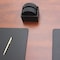 Dacasso Black Leatherette 10 Round Coaster Set with Holder AG-1335 - alternate 3